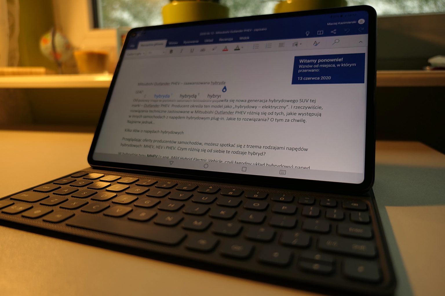 Huawei MatePad Pro - praca z edytorem tekstu